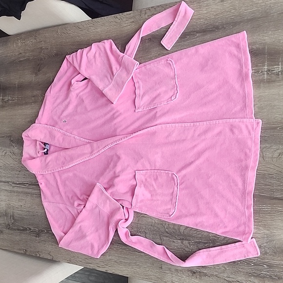 Vintage Ralph Lauren Terry Cloth Bath Robe French Terry Bubblegum Barbie Pink - Picture 4 of 6